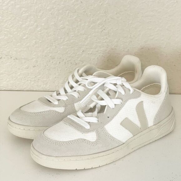 Veja V-10 B-MESH WHITE NATURAL PIERRE 37/6. New - Picture 4 of 17